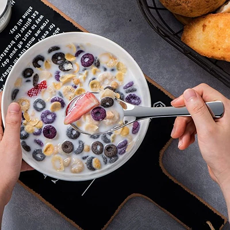 Stainless Steel Spoons Short Handle Soup Spoon Set Large/Small Metal  Kitchen Dinner Spoons for Soup Rice Porridge Tableware - AliExpress