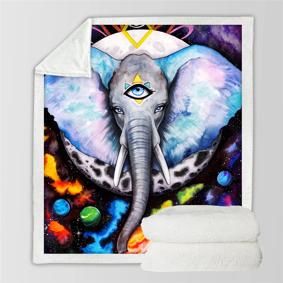 Alien Elefant Pferd by Pixie холодное искусство микрофибра одеяло для кровати племенная лошадь пледы одеяло красочные Животные Постельные принадлежности акварель Бохо тонкое одеяло - Цвет: Alien Elefant