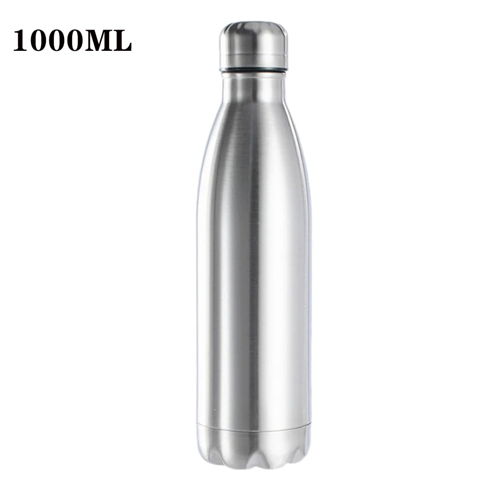 500/750/1000ml Portable Outdoor Water Bottle Food Grade Stainless Steel Single Wall Leakproof Vacuum Cup Hot Cold Water Bottle