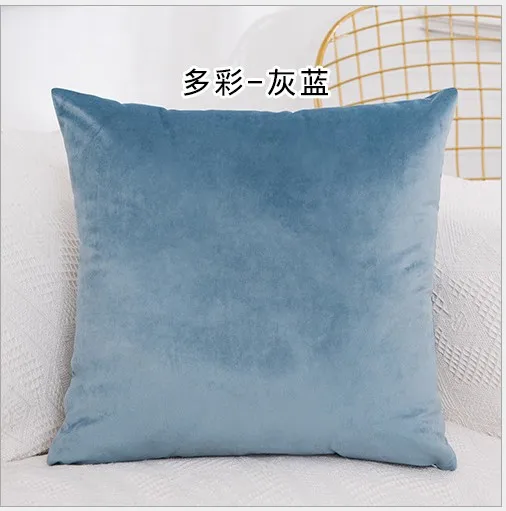 grey blue Однотонный бархатный декоративный чехол для подушек, мягкий Бархатный Чехол для подушек, домашний диван, белый, серый, желтый, синий, наволочка 40x40/60x60 см - Цвет: grey blue