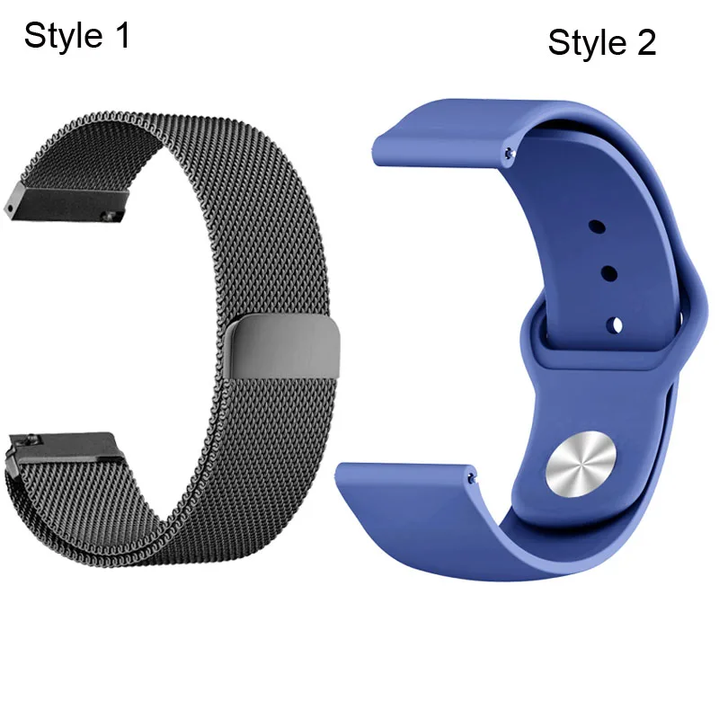 Для Xiaomi Amazfit GTS браслет ремешок Amazfit Bip Bit Lite ремешок для часов Amazfit GTR 42 мм Миланский Браслет из нержавеющей стали - Цвет: Black-Blue