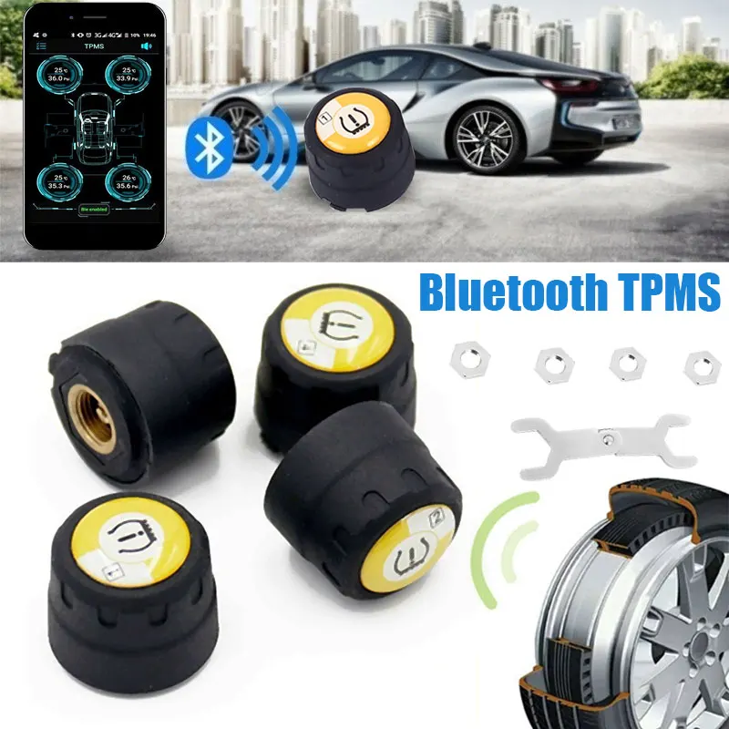 Беспроводной с 4 датчиками автомобильный TPMS стабильный Bluetooth детектор давления в шинах Универсальный мобильный телефон приложение обнаружения