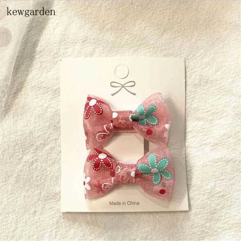 Kewgarden фрукты Цветочные марлевые ленты бант милые эластичные аксессуары для волос резинки для волос заколки Заколки головные уборы для