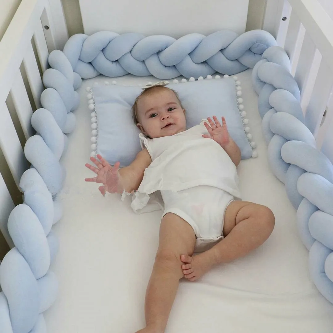 1M/2M/3M bébé lit pare-chocs dans le berceau pour nouveau-né bébé oreiller coussin lit chambre décor infantile 3 noeud tressé pare-chocs protecteur
