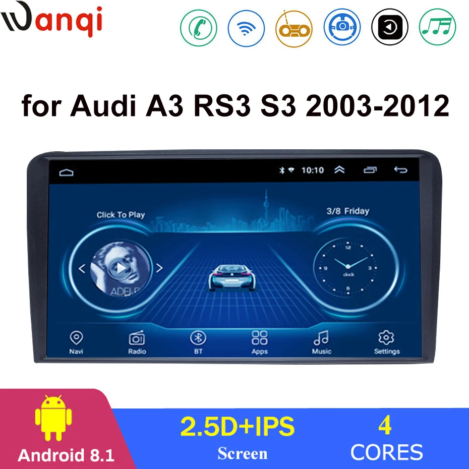 Android автомобильный DVD gps мультимедийный плеер для Audi A3 RS3 S3 2003-2012 автомобильный DVD Навигатор Радио Видео Аудио плеер