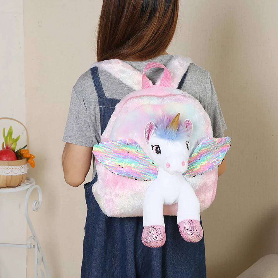 Unicorns Cartoon School Book Bag Backpacks Cute Fashion 3D Fur Backpacks For Girls Travel Backpack Children 4 Hb40d487c7489464f883b48bfe115ca4fV