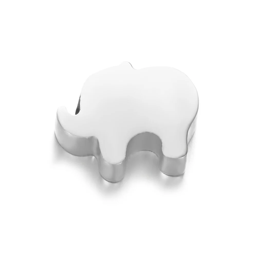 steel elephant 5 шт 316L бусины из нержавеющей стали 1,8 мм отверстие может поместиться 1 мм/1,5 мм цепи DIY ювелирные изделия Сердце Звезда Луна слон Черепаха Крест ключ Корона - Цвет: steel elephant