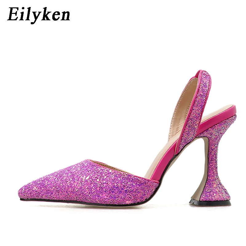 Eilyken; модные блестящие женские туфли; пикантные босоножки на высоком каблуке; модельные туфли-лодочки из органической кожи для свиданий; обувь на День Святого Валентина; женская обувь на полой подошве 9 см
