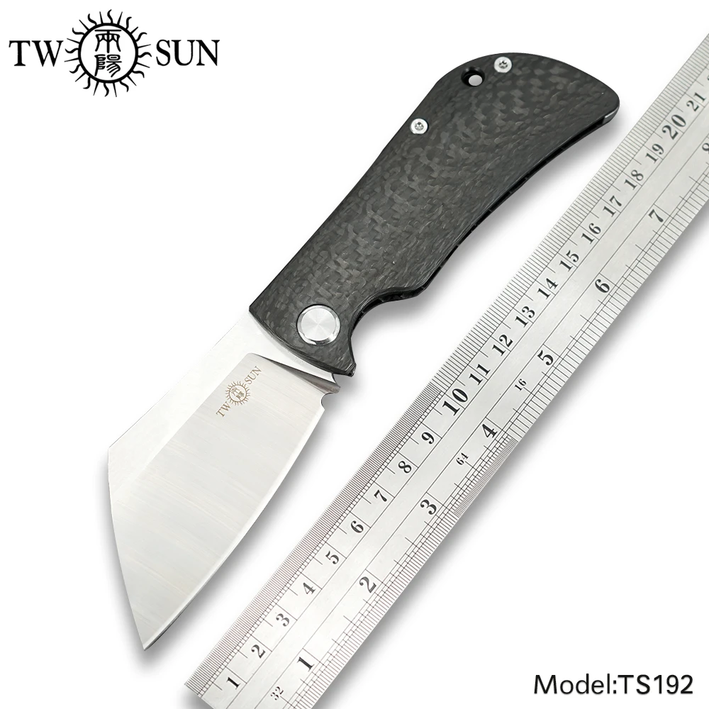

TWOSUN knives SLIP JOINT m390 folding Pocket Folding Knife camping hunting knife outdoor survival tool EDC Carbon Fiber TS192