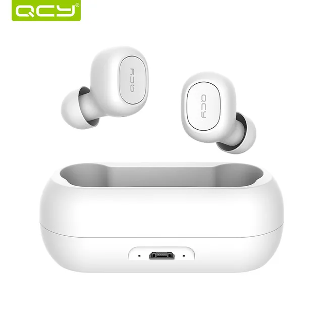 Белый QCY QS1 T1C TWS Bluetooth V5.0 гарнитура спортивные беспроводные наушники 3D стерео наушники мини вкладыши двойной микрофон с зарядным устройством - Цвет: Белый
