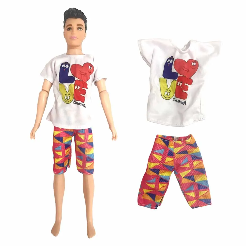 Nk 1 Pcs Fashion Outfit Per Ken Doll Clothes For Barbie Doll The Boyfriend Shirt + Shorts Accessori Dressing Up Giocattoli Per Bambini