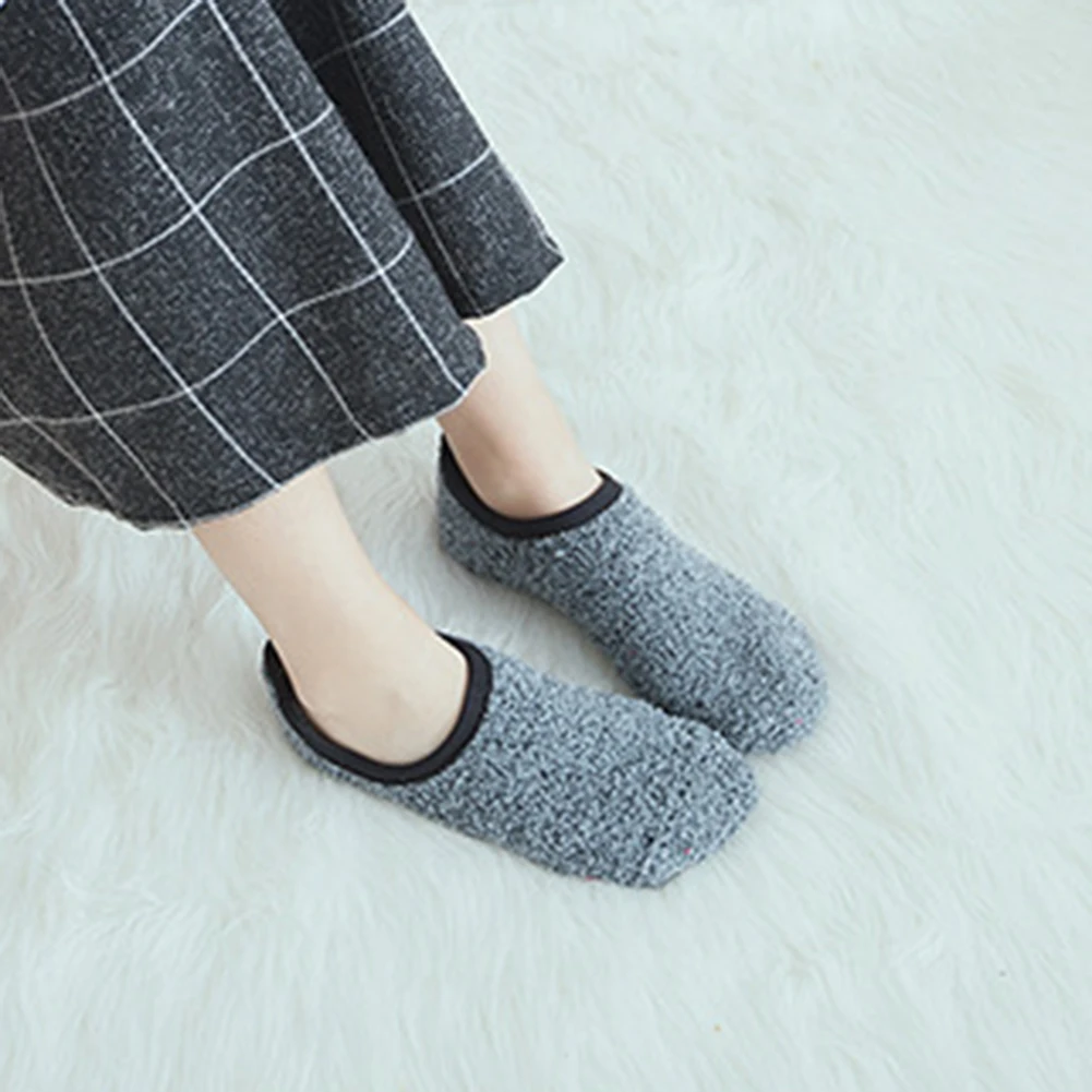 1 Pair Women Invisible Short Socks Autumn Winter Anti-slip Thermal Coral Fleece Low Cut Floor Ankle Socks Moomin носки женские