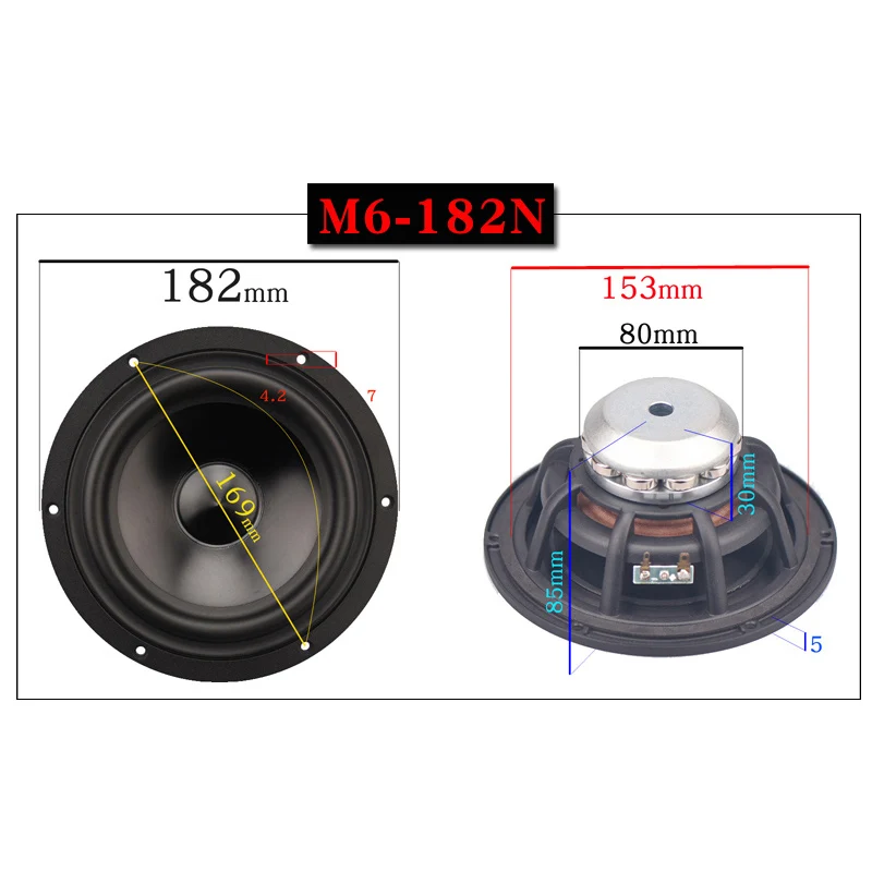 Unidade de Alto-falante Hifidiy Viver Alta Fidelidade 6.6.5inch120 - 153 182mm Puro Freqüência Completa Midrange 8ohm 50w100w 120 w Altifalante Midbass m4 5 6n 4 - Image 4