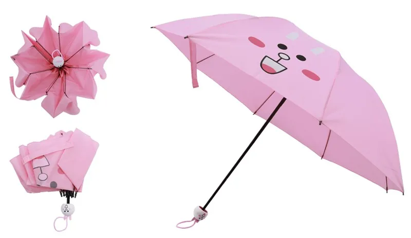 Creative Cute Cartoon Bear Rabbit Totoro Villain Children Umbrella 3 Folding Pongee Windproof Rain Umbrella For Kids14