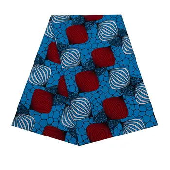 

Blue Real Wax Cloth Fabric 6Yards Full Cotton 2020 New Design African Ankara Printed Wax Cloth Fabric For Women Dress
