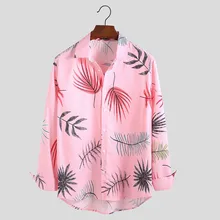 Гавайская блузка из батика размера плюс, Мужская гавайская рубашка с длинным рукавом для серфинга, мужские летние повседневные пляжные рубашки на пуговицах с длинным рукавом
