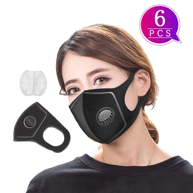 US $15.06  6pcs Black Mask Masks Disposable Mask Mouth Covers Reusable Anti Flu Breathable Dustproof Face Ma