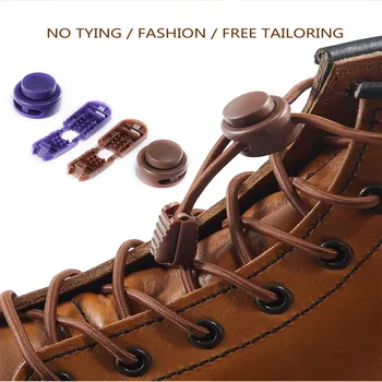 

1 pair of circular spring buckle elastic lazy shoelaces, elastic shoelaces for children and adults, 19-color shoelaces