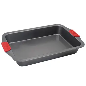 

Non Stick Bread Pan with Silicone Handle Grip Bakeware Carbon Steel Cake Mold 425D