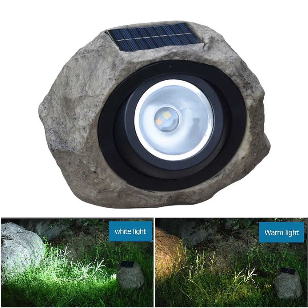 

Patio Durable Yard Outdoor Lamp Lawn Light Simulation Stone Solar Powered Practical Easy Install Landscape Street Waterproof