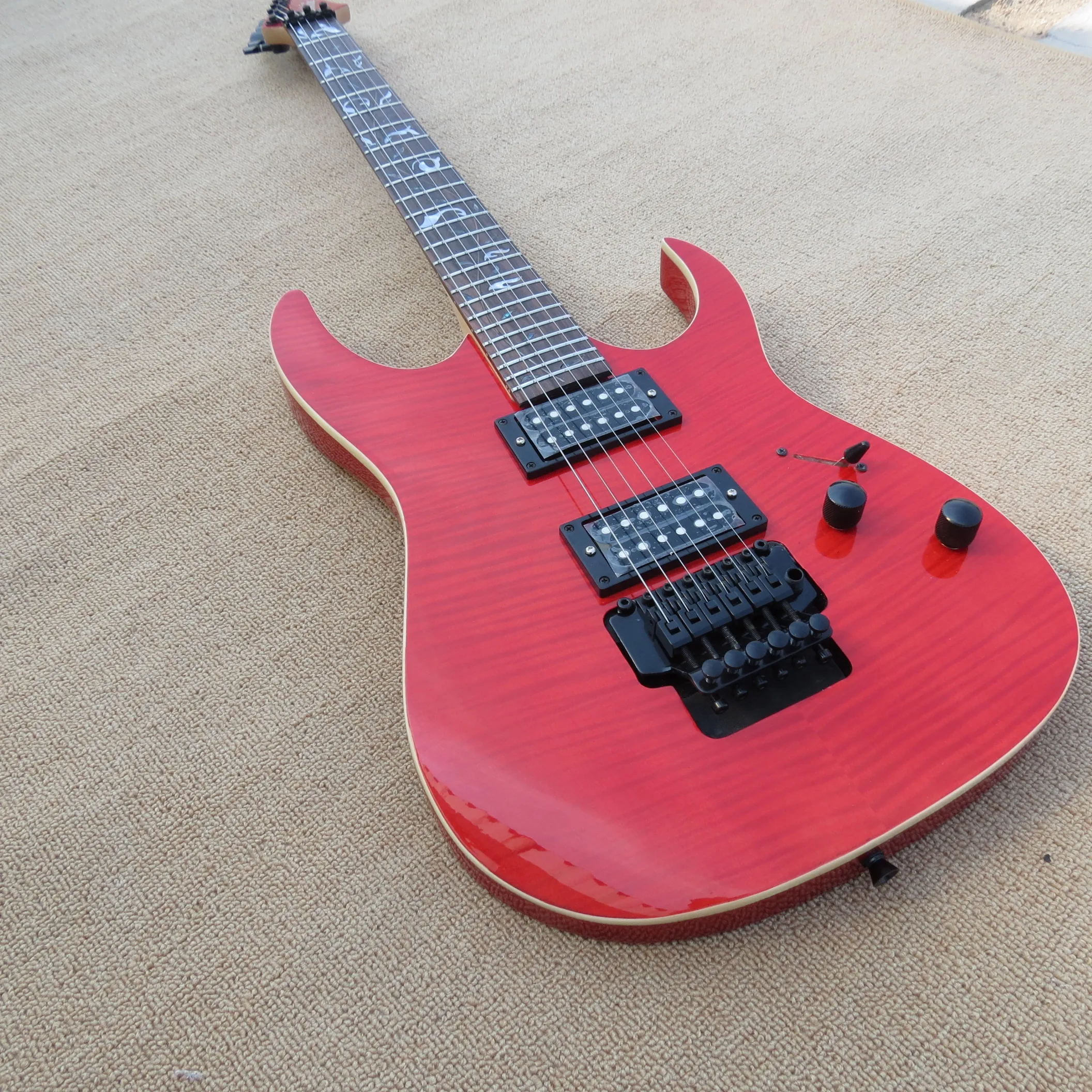 

Custom Cherry Red guitar HH pickups Tree of Life inlay Black hardware ,customized!PayPal available!IB-15