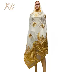 Hot Sale Muslim  African Women Dubai Scarf Big Size Embroidery Cotton splicing with Net Women Hijab Scarf  Sc-61