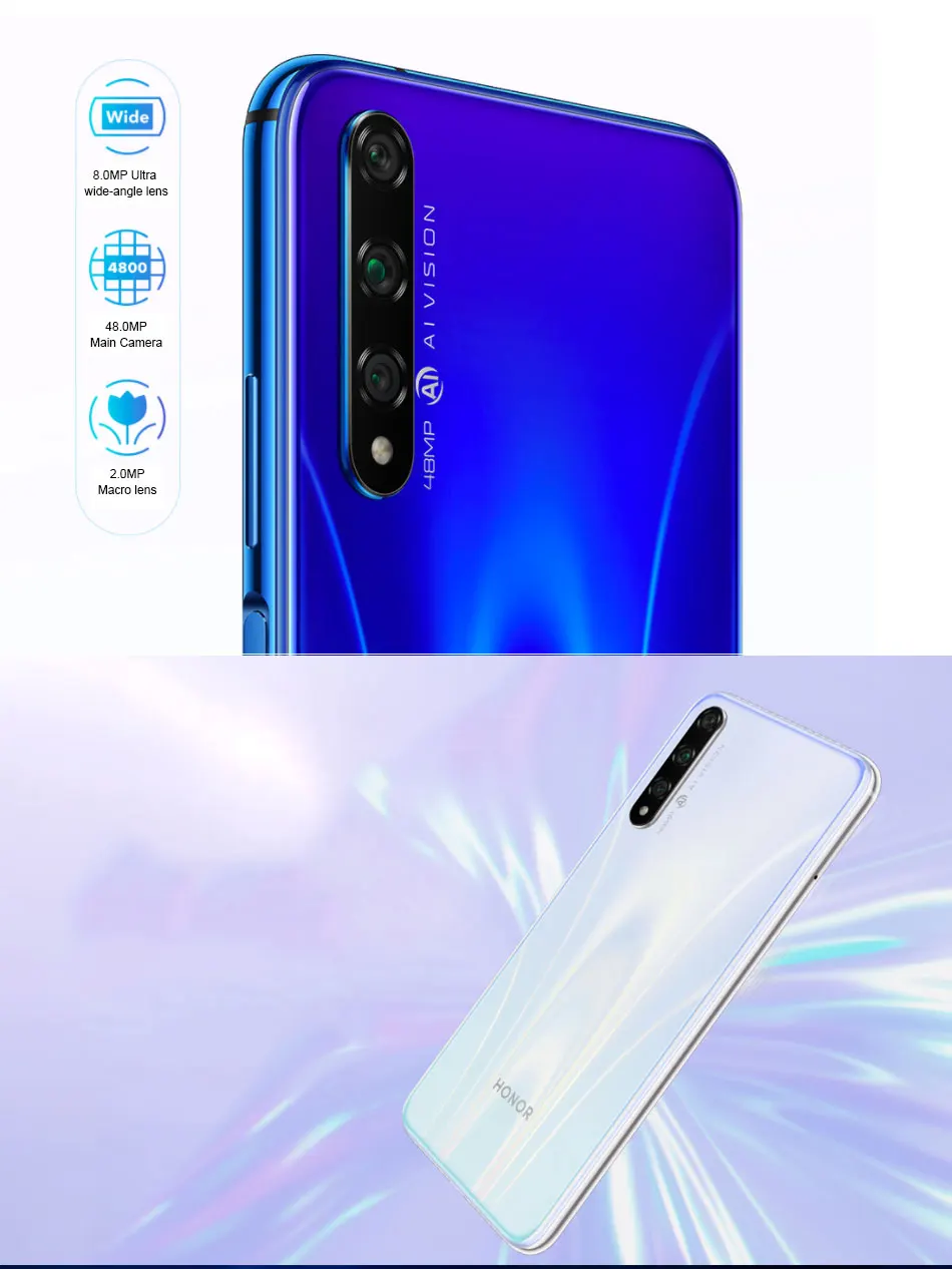 Мобильный телефон honor 20s LTE, 6,26 дюймов, 6 ГБ/8 ГБ ОЗУ, 128 Гб ПЗУ, четыре ядра, kirin 810, тройная камера заднего вида, 48мп, две sim-карты, смартфон