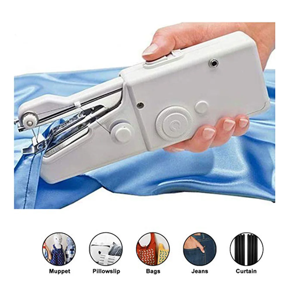 Portable Sewing Machine Mini Handheld Sewing Machine Cordless Electric Stitch Household Tool for Fabric Clothing Kids Cloth