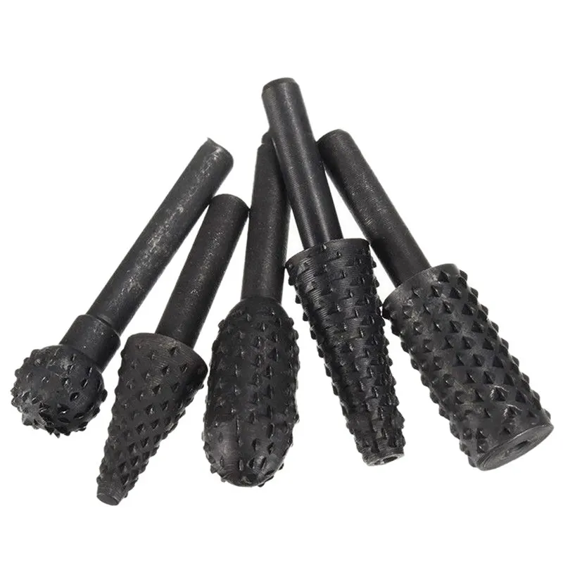 Hot 5pcs Hss Rotary Files Burr Drill Rotary Rasp Burr Electric Grinder Set 6mm 1/4" Metal Plastic Wood Drill Grinder Rasp