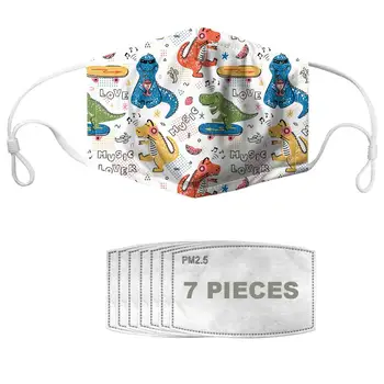

NOISYDESIGNS Cloth Mouth Masks For Kids Adults With 7pcs Filters Cute Dinosaur Mundschutz Maske Waschbar Mascherine Per Bambini