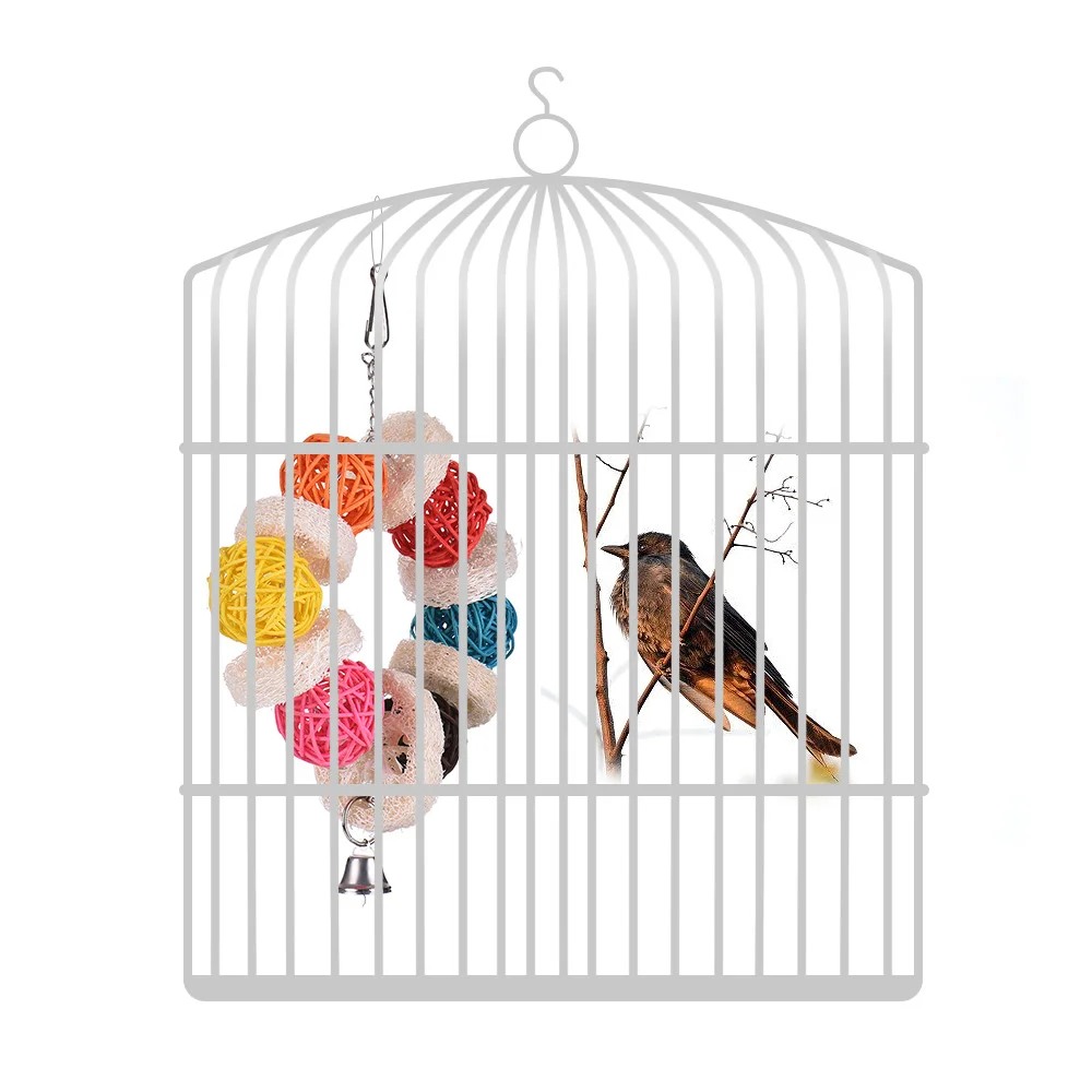 Parrot Toys Hanging Chew Bite Swing Foraging with Bell Bird for Birds Cage Decor Accessories Towel Gourd | Дом и сад