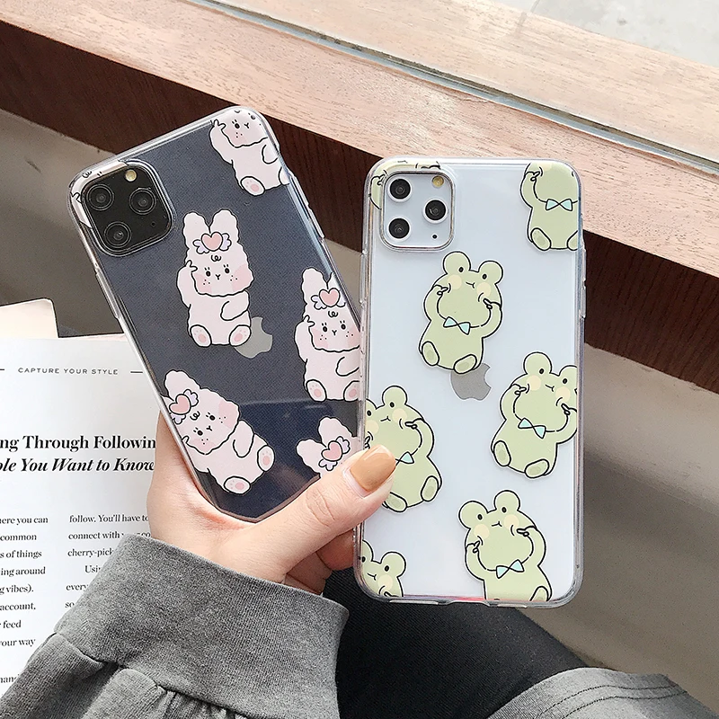 Cute rabbit frog Phone Cases For iPhone 11Pro Max 6 6s 7 8 Plus 11 X Xs Max Xr high-quality Clear soft Cover Fundas Capa