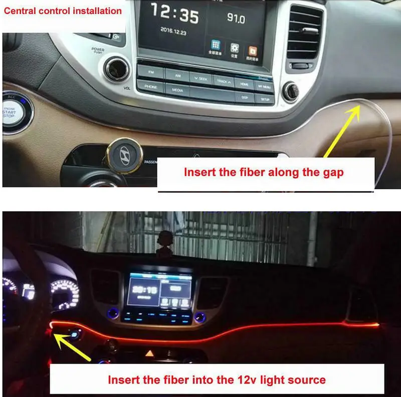 Dia.3mm T-type Invisible Skirt Side Glow Fiber Optical Cable DIY w/Skirt Wing Car interior Pickup light RGB lighting Decoration