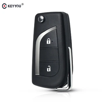 

KEYYOU 10X 2 Button Flip folding Remote key shell Case For Toyota Corolla EX New VIOS Car Key Case Uncut TOY48 Blade Replacement