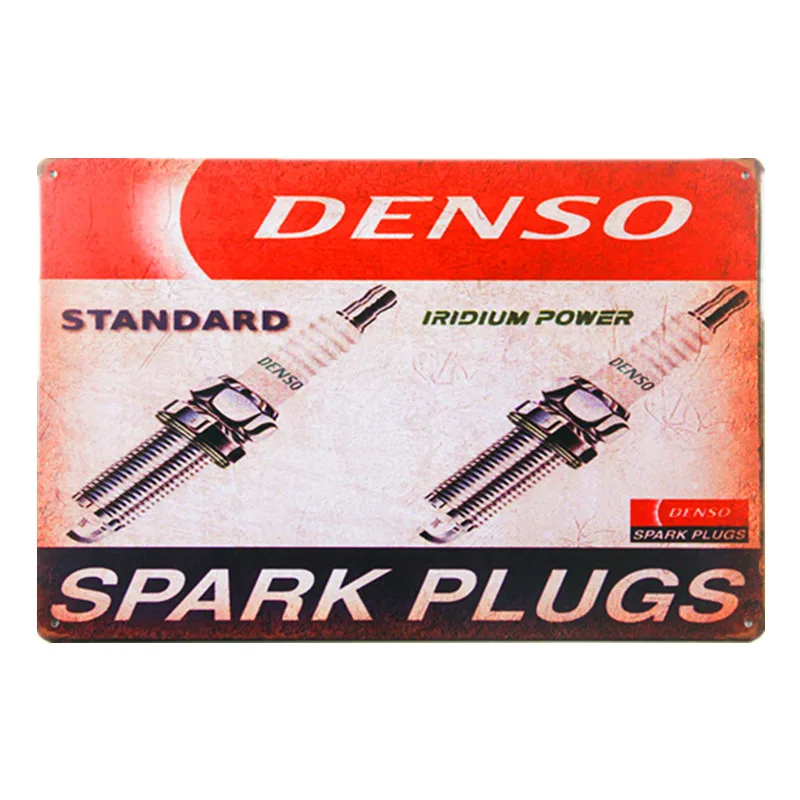 Ретро жестяной знак свечи зажигания для DENSO старинные гаражные металлические настенные таблички знак обслуживания