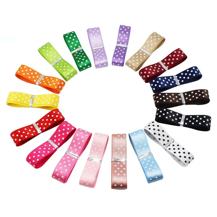 1  5 Yard Single-Sided Dot Print Ribbon For DIY Gift Wrap Belt15mm Satin Ribbons Handmade Clothing  Ribbon Strip Hair Accessories