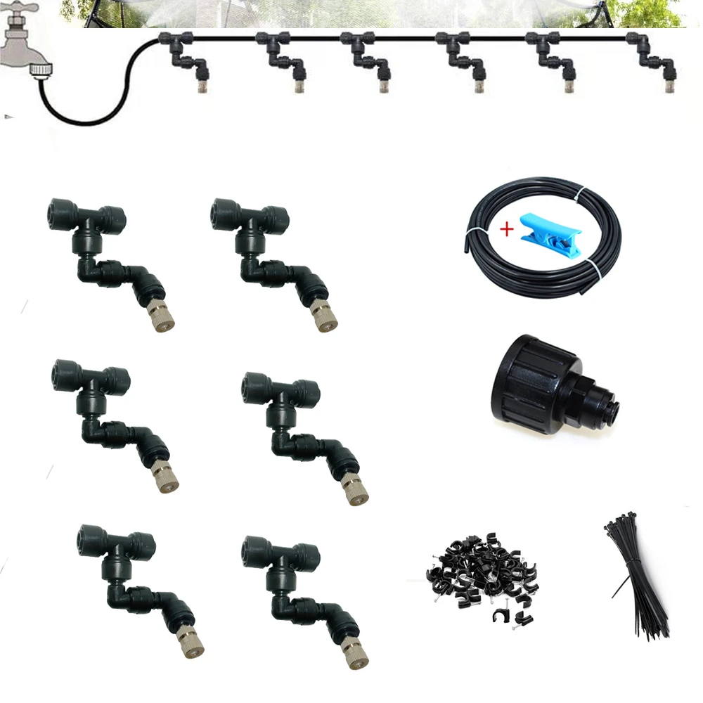 10M DIY Outdoor Misting Cooling System Kit Greenhouse Garden Patio