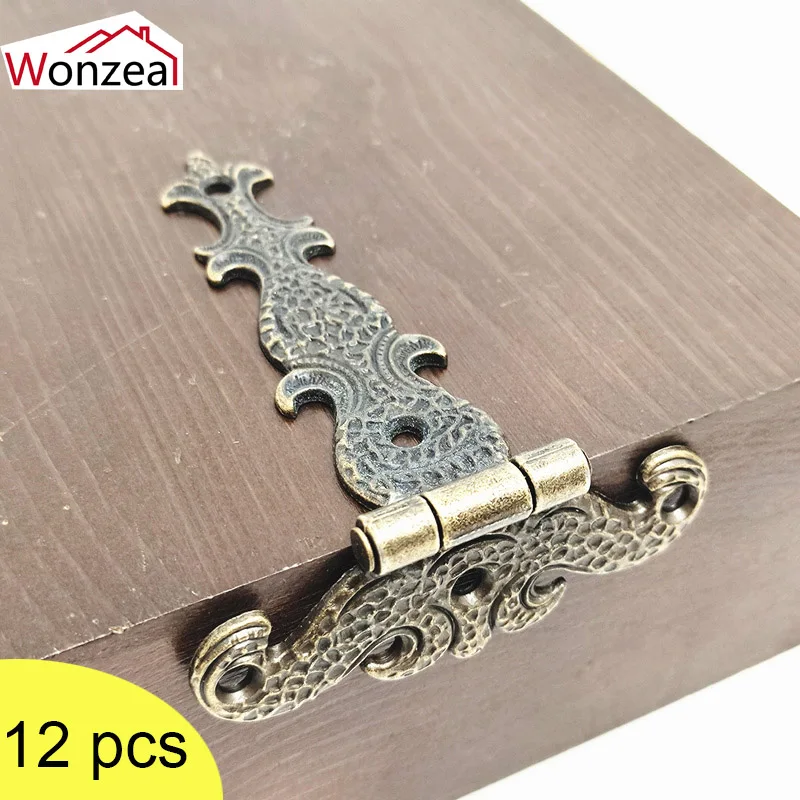 12pcs Cabinet Hinges Retro Door Connector Accessories Durable Home Holes Window Jewelry Box Furniture Fittings Wholesale