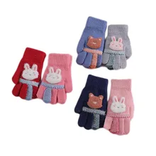 Новые От 2 до 4 лет Детские Зимние теплые мягкие вязаные перчатки для мальчиков и девочек модные тонкие перчатки для детей