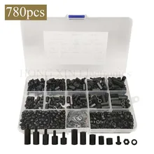 780pcs M3 Nylon M-F Hex Standoff Spacers /Screw /Nut / Washer Assortment Kits with Plastic Box Set Black or White