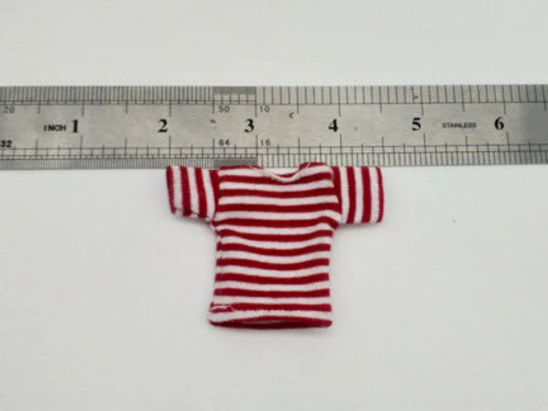 

Красная полосатая модель футболки 1/12 для фигурки куклы 6 дюймов