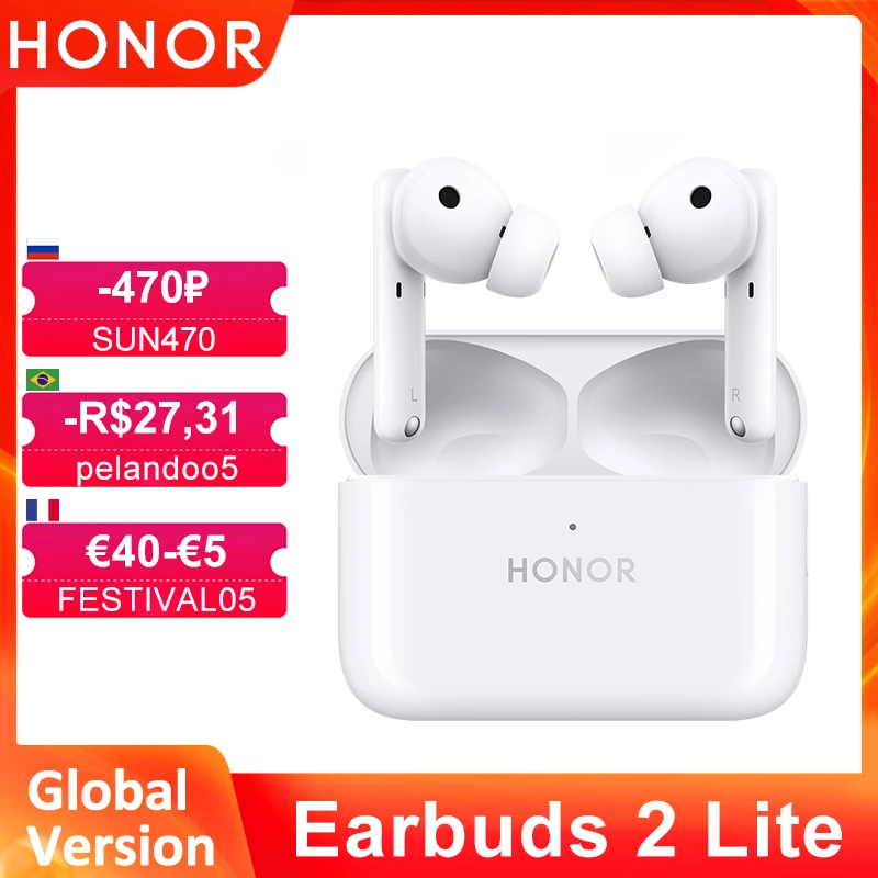 HONOR Earbuds 2 Lite Active Noise Cancellation Earphone Low Latency 32 Hours Battery 10mins Fast Charge Headsets