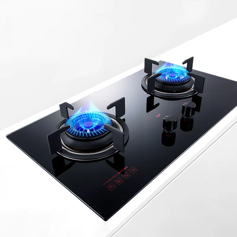 Gas cooktop Flüssiggas- 2 Edelstahlbrenner Und EIN Zündimpuls Mit Thermoelementschutz Desktop/Embedded Erdgasherd Für Die Küche