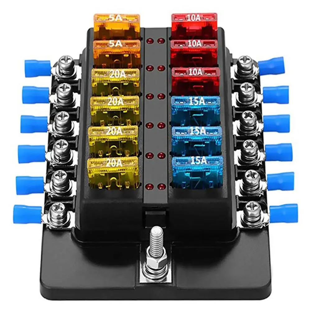 Безопасная коробка держатель 12 способ со светодиодным индикатором светильник подходит для дутых предохранителей подходит для автомобилей морских кораблей