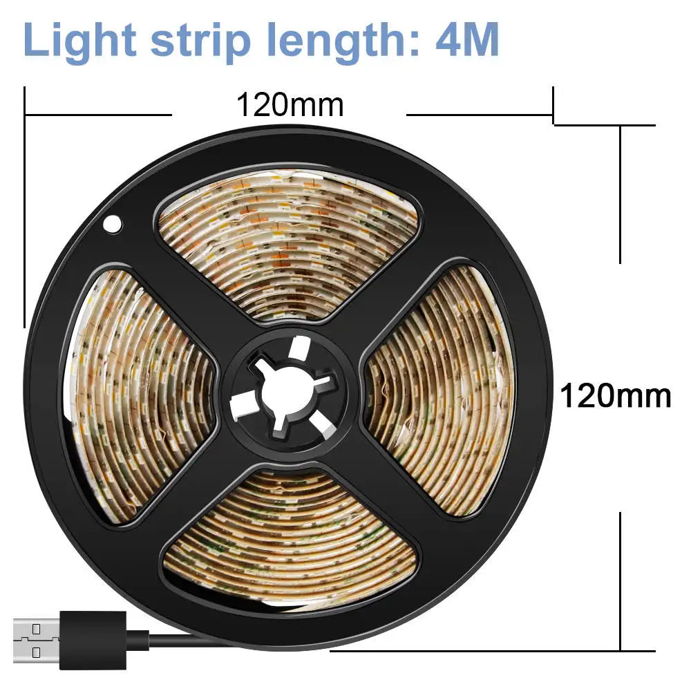 4M USB Светодиодная лента лампа 2835SMD DC5V гибкий светильник лента 50 см 1 м 2 м 3 м 4 м 5 М HD ТВ Настольный экран подсветка косой светильник ing - Испускаемый цвет: 4M