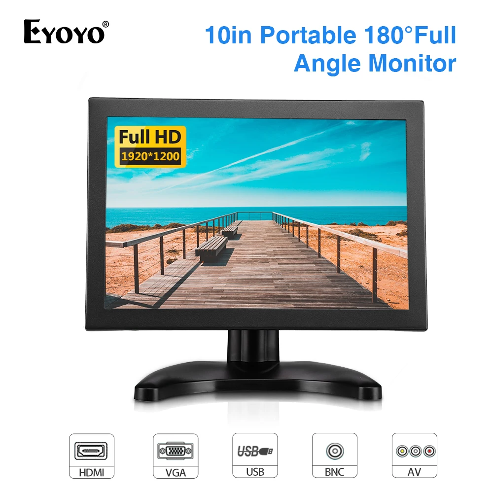EYOYO EM10X IPS 1920X1200 Portable HDMI BNC CCTV Monitor with VGA USB Input Built-in Speaker for FPV Video Display DVD PC Laptop
