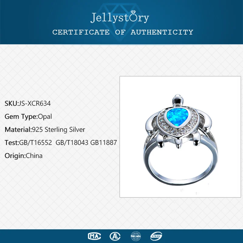Jellystory модное 925 Серебряное кольцо с опалом, цирконием, драгоценными камнями, ювелирные изделия для женщин, мужчин, кольца в форме черепахи, вечерние, подарки