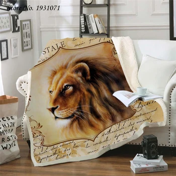 

Tiger lion leopard 3D Printed Fleece Blanket for Beds Thick Quilt Fashion Bedspread Sherpa Throw Blanket Adults Kids 06