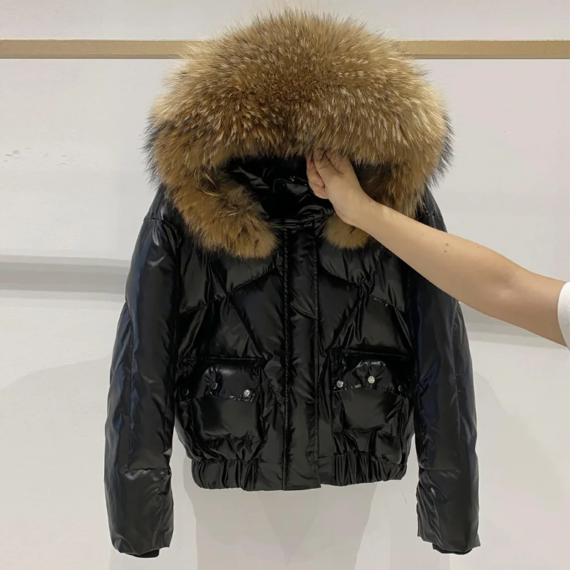 Janveny Real Racoon Fur Hooded 2020 Women's Down