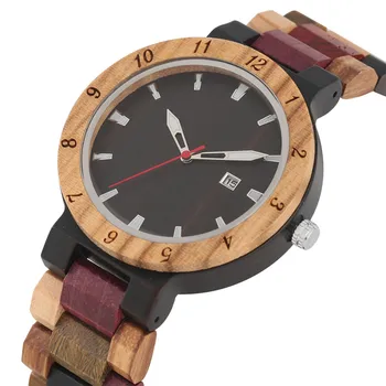 

Full Wooden Men Watch Quartz Movement Calendar Display Men's Wood Bangle Wristwatch Luxury Male Clock Hot Fashion Watches